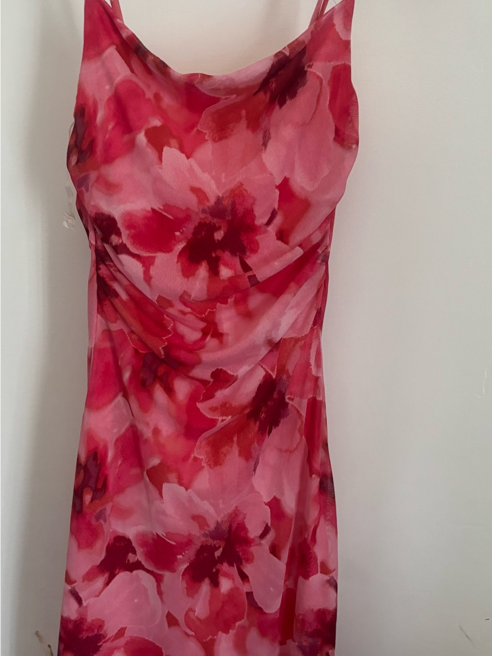 Persaya Pink Floral Cowl-Neck Mini Slip Dress